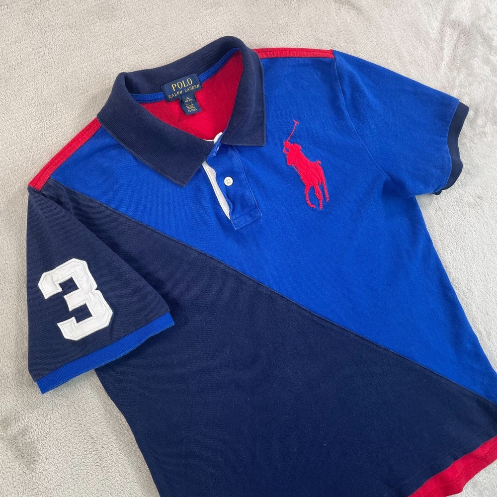 Polo‎ Ralph Lauren Polo Shirt Boys XL 18-20 Multi ColorBlock Big Pony #3 Preppy